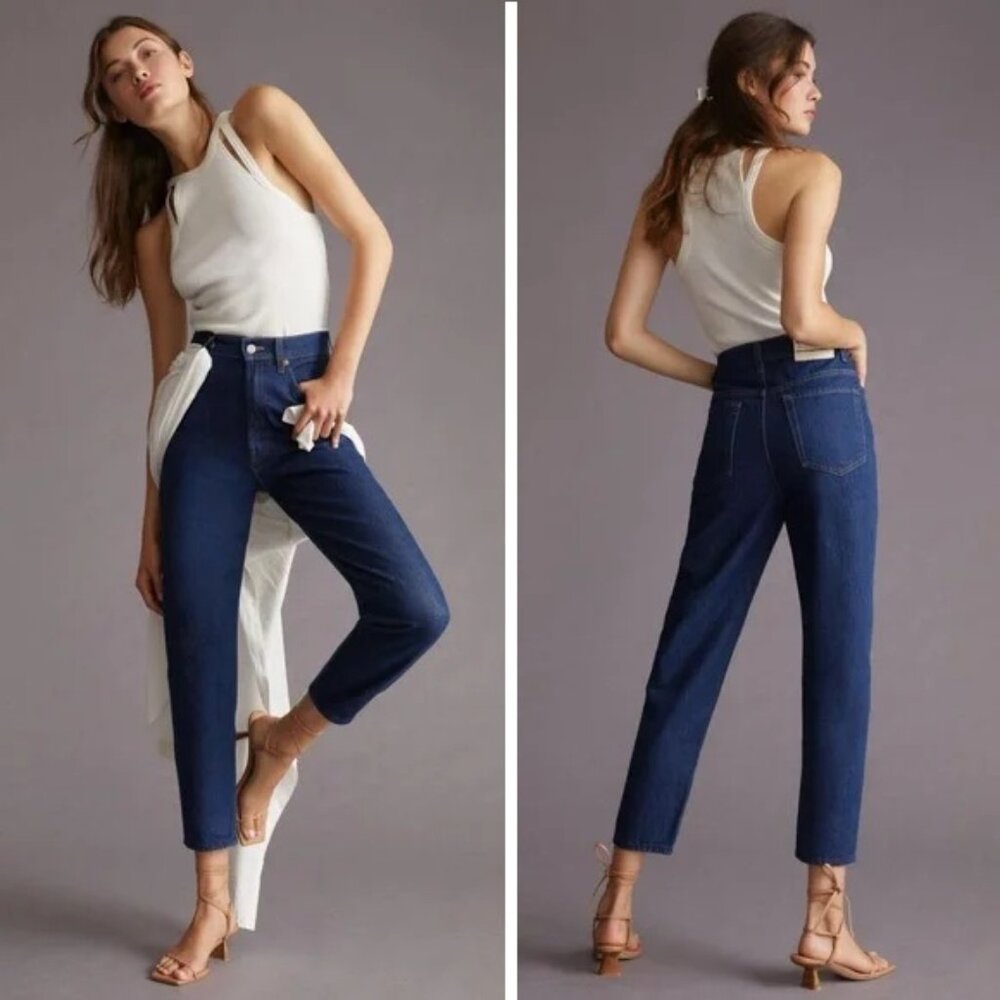 Mother Snacks High Waisted Twizzy Ankle Jeans Size 26 Cold Brew Cotton Straight